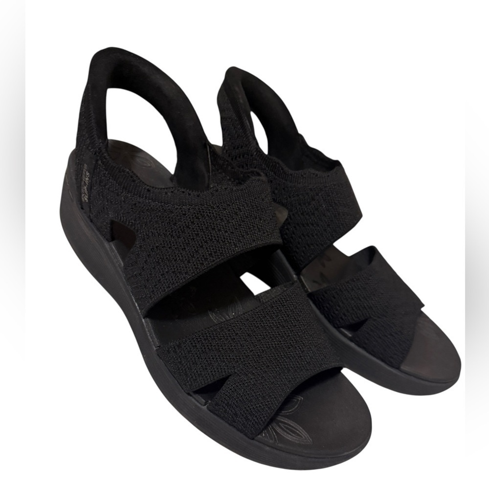 Stylish Skechers Pier-Lite - Slip On by - Hands Free Slip-Ins Black Sandals